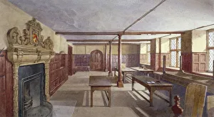 Charterhouse School Collection: Interior view of the boys dining room in Charterhouse, London, 1885