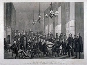 Cockspur Street Gallery: Interior view of the British Coffee House on Cockspur Street, Westminster, London, 1839