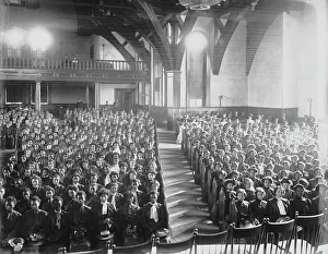 Church Service Prints: Interior view of chapel filled with female students at the Tuskegee Institute