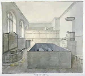 Newgate Gaol Prints: Interior view of the chapel in Newgate Prison, Old Bailey, City of London, 1840. Artist