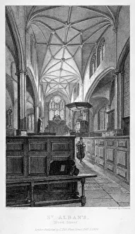Billings Prints: Interior view of the Church of St Alban, Wood Street, City of London, 1838