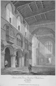 Interior view of the Church of St Bartholomew-the-Great, Smithfield, City of London, 1809