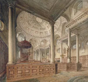 John Coney Prints: Interior view of the Church of St Stephen Walbrook, City of London, 1811. Artist