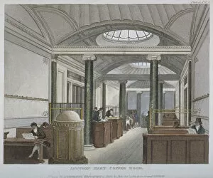 Bartholomew Lane Gallery: Interior view of the coffee room at the Auction Mart, Bartholomew Lane, City of London, 1811