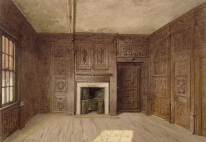 Spencer Prints: Interior view of the Compton Oak Room, Canonbury House, Islington, London, 1887. Artist