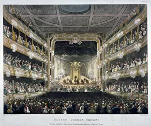 Augustus Charles Gallery: Interior view of Covent Garden Theatre, Bow Street, Westminster, London, 1808. Artist