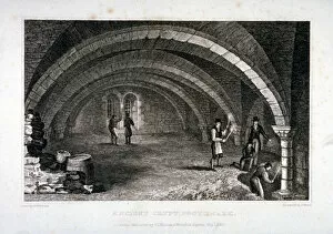 Crypt Gallery: Interior view of the crypt, St Saviours Church, Southwark, London, 1830