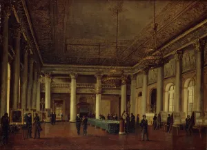 Chernetsov Prints: Interior view of the Dmitry Naryshkins House during a meeting of the Society for the Encouragement of Arts