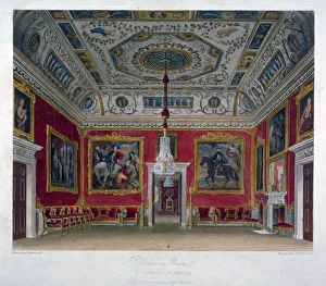 Thomas Sutherland Prints: Interior view of the drawing room in Buckingham House, Westminster, London, 1817
