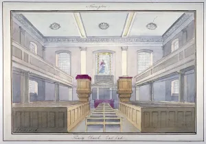 Yates Prints: Interior view of the east end of Holy Trinity Church, Newington, Southwark, London, 1826