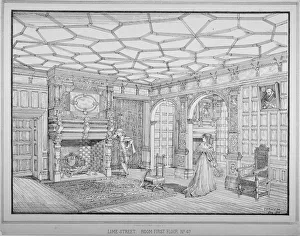 Panelling Prints: Interior view of first floor room of no 47 Lime Street, City of London, 1875. Artist