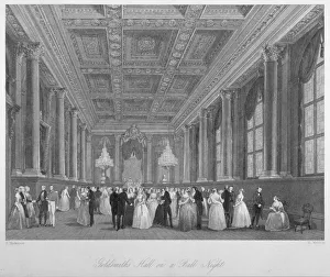 Melville Prints: Interior view of the Goldsmiths Hall on a ball night, City of London, 1840. Artist