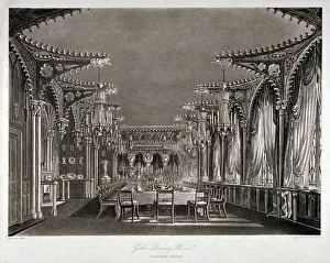 Thomas Sutherland Prints: Interior view of the gothic dining room in Carlton House, Westminster, London, 1819