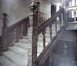 Bannisters Collection: Interior view of the Grand Staircase in Charterhouse, London, 1880. Artist