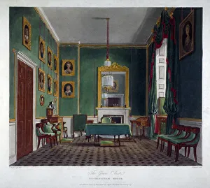 Havell Prints: Interior view of the green closet in Buckingham House, Westminster, London, 1819