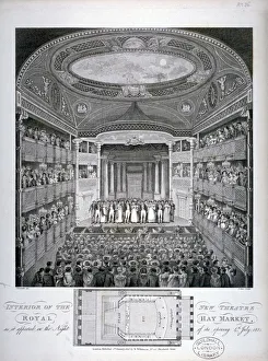 Haymarket Prints: Interior view of the Haymarket Theatre, London, on its opening night in 1821 (1823)