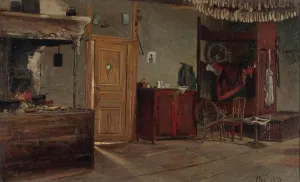 Hjalmar Munsterhjelm Prints: Interior view of the hut, 1871. Creator: Hjalmar Munsterhjelm