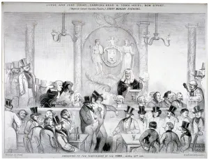 Clerk Gallery: Interior view of the Judge and Jury Court in the Garricks Head Tavern, Bow Street