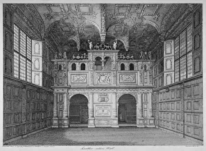 James Peller Prints: Interior view of Leathersellers Hall, Little St Helens, City of London, 1799