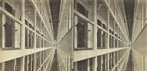 Penitentiary Prints: Interior View of the Main Hall of Prison, East Side, which is 6 Stories High... 1860 / 69