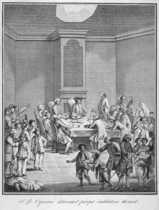 Rags Prints: Interior view of the Marine Societys office over the Royal Exchange, City of London, 1758