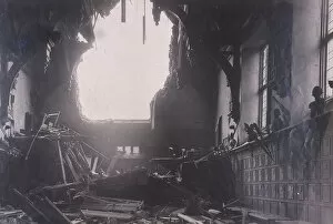 Blitz Gallery: Interior view of Middle Temple Hall, City of London, after an air raid, c1941. Artist