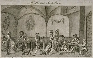 Soup Prints: Interior view of Mr Hortons Soup Room, Cornhill, City of London, 1770