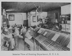 Practical Prints: Interior view of Printing Department, E. T. I. S. 1903. Creator: Unknown