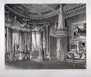 Charles Wild Gallery: Interior view of the Rose Satin Drawing Room in Carlton House, Westminster, London, 1818