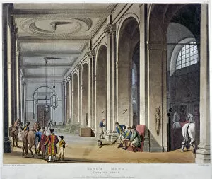 Augustus Charles Gallery: Interior view of the royal stables, Kings Mews, Charing Cross, Westminster, London, 1808