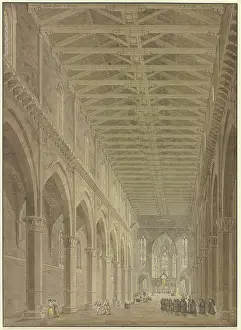 Friar Prints: Interior view of Santa Croce in Florence, 1827. Creator: Friedrich Maximilian Hessemer