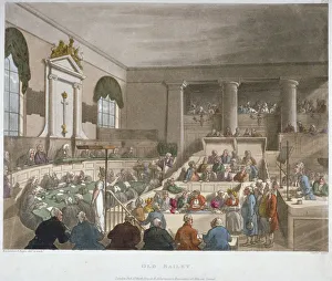 Interior view of the Sessions House, Old Bailey, with a court in session, City of London, 1809