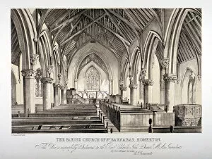 Cj Greenwood Gallery: Interior view of St Barnabas Church, Homerton, Hackney, London, c1850