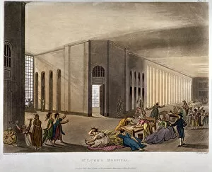 Old Street Gallery: Interior view of St Lukes Hospital, Old Street, Finsbury, London, 1809. Artist