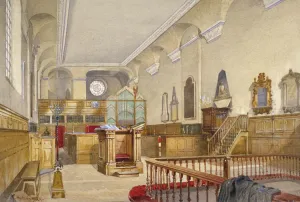 Wood Street Prints: Interior view of St Michaels Church, Wood Street, City of London, 1888. Artist