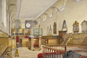 St Michael Gallery: Interior view of St Michaels Church, Wood Street, City of London, 1888. Artist