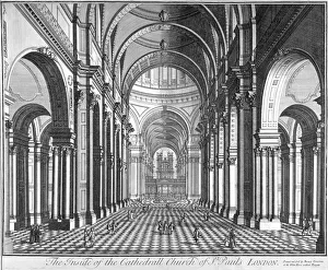Interior view of St Pauls Cathedral, looking east along the nave, City of London, 1720