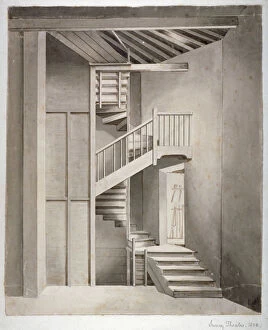 Blackfriars Road Gallery: Interior view of the staircase in Surrey Theatre on Blackfriars Road, Southwark, London, 1810