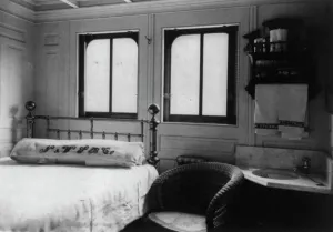 Cyanotypes 1900 Gmgpc Prints: Interior view of steamboat cabin, c1900. Creator: Frances Benjamin Johnston