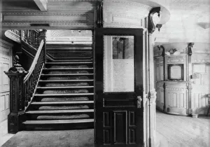 Cyanotypes 1900 Gmgpc Prints: Interior view of steamboat showing stairway and pursers office