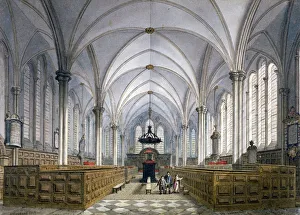 George Shepherd Prints: Interior view of Temple Church, London, 1811