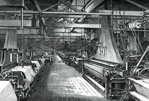 Interior of the weaving shed, St Leonards factory, Dunfermline, c1880
