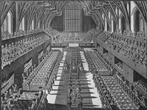 The interior of Westminster Hall at the coronation banquet of King George II, 1727 (1911). Artist: S Moore