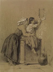 Tender Prints: Interior, Woman and Child, c1835. Creator: Alexandre-Marie Guillemin