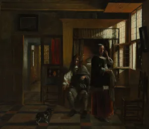 Young Prints: Interior with a Young Couple, probably ca. 1662-65. Creator: Pieter de Hooch