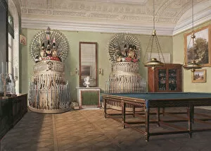 Interiors of the Winter Palace. The Billiard Room of Emperor Alexander II, Mid of the 19th cen