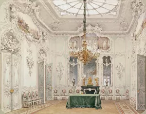 Watercolour On Paper Gallery: Interiors of the Winter Palace. The Green Dining Room, 1852. Artist: Premazzi