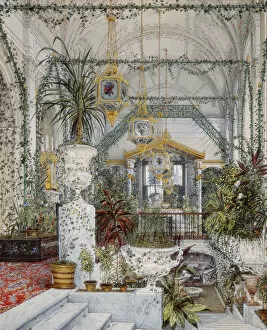 Images Dated 25th June 2013: Interiors of the Winter Palace. The Winter Garden of Empress Alexandra Fyodorovna, 1860s