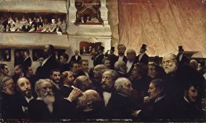 Ferdinand Marie De Lesseps Prints: Intermission of a premiere at the Comedie-Francaise, 1885. Creator: Edouard Joseph Dantan