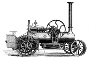 Machine Prints: The International Exhibition: Fowler's patent engine and windlass for steam-ploughing